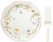 Pillangós porcelán tortatál lapáttal 32 cm díszdobozban Dancing Butterflies