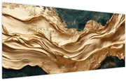 Kép - Zöld absztrakció arannyal II. (120x50 cm)