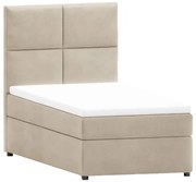 Bézs kárpitozott ágyneműtartós egyszemélyes ágy ágyráccsal 80x200 cm Lena – Ropez