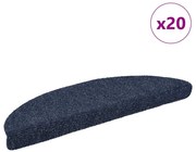 20 db öntapadós lépcsőszőnyeg, kék, félkör alakú, 56 x 17 x 3 cm