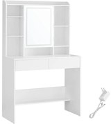 Fésülködőasztal LED világítással, fehér