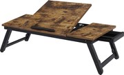 Laptop asztal, állítható reggeliző tálca, 71 x 35 x 23 cm, rusztikus barna