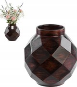 Kerámia váza 3D geometrikus barna Ø11 H 22 cm intenzív szín