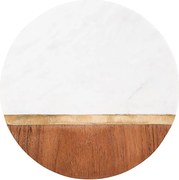 MARBLE KITCHEN márvány/fa alátét sárgaréz csíkkal, Ø 30 cm