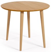 Natúr színű kerek bővíthető étkezőasztal tölgyfa dekorral ø 90 cm Oqui – Kave Home