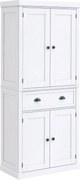 HOMCOM Konyhai Kocsi Felső és Alsó Szekrénnyel és Középső Fiókkal MDF, Forgácslap és Fém Anyagból, 76x40,5x184 cm, Fehér | Aosom