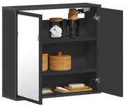 fekete szerelt fa fürdőszobai tükör 65x20x60 cm