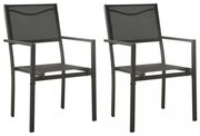 2 db fekete és antracitszürke textilén és acél kerti szék