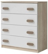 Smyk 02 Ifjúsági Fiókos komód sonoma - fehér- Választható színes fogantyúval