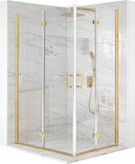 Zuhanykabin 110x80cm összecsukható ajtó arany Esg üveg 6mm bevonat