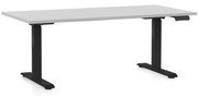 Állítható magasságú asztal OfficeTech D, 160 x 80 cm, fekete alap, világos szürke