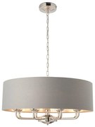 Endon 94415 - Csillár láncon HIGHCLERE 8xE14/40W/230V szürke/fényezett króm