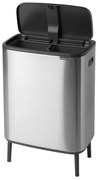 Matt ezüstszínű acél érintésre nyíló szelektív szemetes 60 l Bo Touch Bin Hi – Brabantia