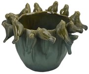 Kerámia nagy Kaspó kerek 3D madarakkal 29x29x19,5 cm
