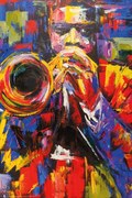 Plakát Colorful jazz trumpeter