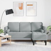 3-Fős Sarokkanapé Világosszürke 160 cm-es Szövet