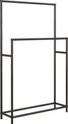 HOMCOM Törölközőtartó, Szabadonálló Törölközőtartó 2 Törölközőrúddal, Fürdőszoba Törölközőtartó, Fém, 66 x 20 x 110 cm, Fekete | Aosom