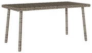 téglalap szürke polyrattan kerti dohányzóasztal 80x40x37cm