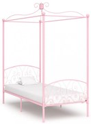 rózsaszín fém baldachinos ágykeret 100 x 200 cm
