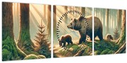 Kép - Medvék az erdőben (órával) (90x30 cm)
