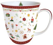 Karácsonyi bögre porcelán Ornaments All Over red 400ml