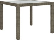 vidaXL szürke polyrattan és edzett üveg kerti asztal 90 x 90 x 75 cm