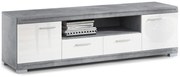 Mazzoni SIMPLE D2SZ2 TV-állvány Millenium Beton/Fehér Fényes - TV-ÁLLVÁNY KOMÓD NAPPALIBA FÉNYES