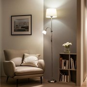 Brilagi - Állólámpa CERIA 1xE27/100W/230V + 1xE14/25W matt króm/bézs