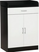 HOMCOM Fából készült szekrény fiókkal, állítható polccal, helytakarékos konyhai szekrény, nappalihoz és előszobához, MDF anyagból, 60x40x90cm, Fekete