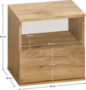Éjjeliszekrény, tölgy craft arany, DOLI