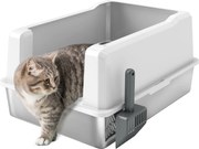 PawHut XXL Vízálló Macska Alomláda, Macska WC Magas Fallal, Rozsdamentes Acél Tálca és Lapát, Kölyök Macska Alomláda ABS-ből, 71x50.8x35.5 cm, Fehér |