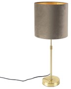 Asztali lámpa arany/réz színű, taupe bársony árnyékolóval 25 cm - Parte