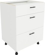 Benita 3 fiókos Alsó konyhaszekrény Fehér 60x50x80 cm