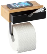 Fekete wc-papír tartó bambusz elemmel - Wenko