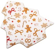 Fehér szervírozó üveg tányér karácsonyi mintával Gingerbread – Dakls