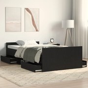 Ágykeret Matrac Nélkül Fekete Tölgy 90x200 cm Mérnöki Fa