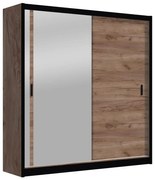 SABRINA gardróbszekrény tükörrel, 180x215 cm, craft tölgy