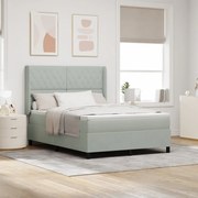 Boxrugós ágy fejtámlával Világosszürke 140 x 200 cm Bársony