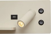 2 darabos bézs fali lámpa szett LED-del, USB-vel és indukciós töltővel - Riza
