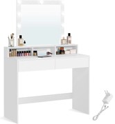 Sminkasztal led világítással, állítható fényerővel, fehér