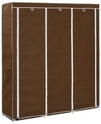 barna szövet ruhaszekrény rekeszekkel és rudakkal 150x45x175cm