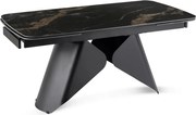 Kihúzható kerámia étkezőasztal 160–240 cm méretben, fekete márvány/fekete színben VERONA
