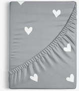 Goldea pamut körgumis lepedő - szívecskék, szürke alapon 80 x 160 cm