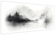 Kép - Tintafestmény tájkép (120x50 cm)