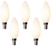 Set van 5 E14 dimbare LED lampen B35 opaal 4W 400 lm 2700K