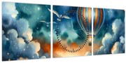 Kép - Repülés az éjjeli ég alatt (órával) (90x30 cm)