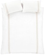 Fehér-bézs kétszemélyes pamut ágyneműhuzat 200x200 cm Embroidery Leaf – Bianca