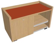 Verno mobil konténer 100 x 50 cm üveggel, bal, világos tölgy / narancs
