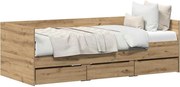 vidaXL Nappaliágy fejtámlával Artisan tölgy 90 x 190 cm Faanyag