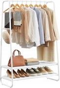 Praktikus gardróbszekrény álló ruhaakasztó pad 2 polccal fehér